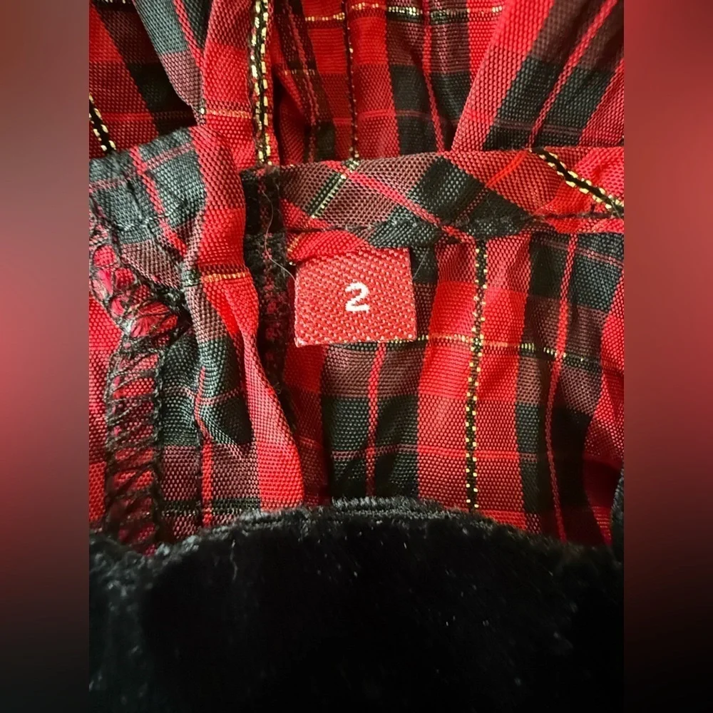 🎀 Red Plaid Holiday Dress with Velvet Bodice – Size 2T